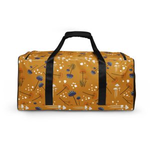 Yellow Blue Mushroom Square Dance (Yellow) Duffle bag