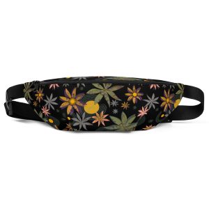 Floral Cosmos (Black Background) Adjustable Waist Bag