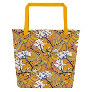 Magnolia Groove – Large Tote Bag With Inside Pocket (Yellow or Black Handles)
