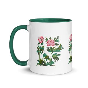 Peony Power Ceramic Mug (5 Color Interior, Handle & Rim)