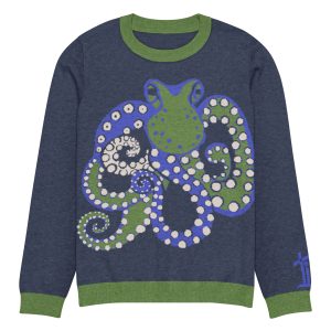 Inky Curls (Sea Grass & Ink Edition)- Knitted crew neck sweater