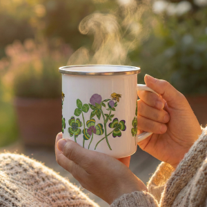 Lucky Bee & Clover Enamel Camp Mug | 12oz | St. Patrick's Day Edition